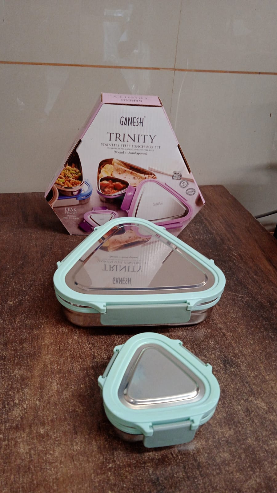 Ganesh Trinity 2-Piece Stainless Steel Triangle Lunch Box Set Ganesh Trinity 2-Piece Stainless Steel Triangle Lunch Box Set